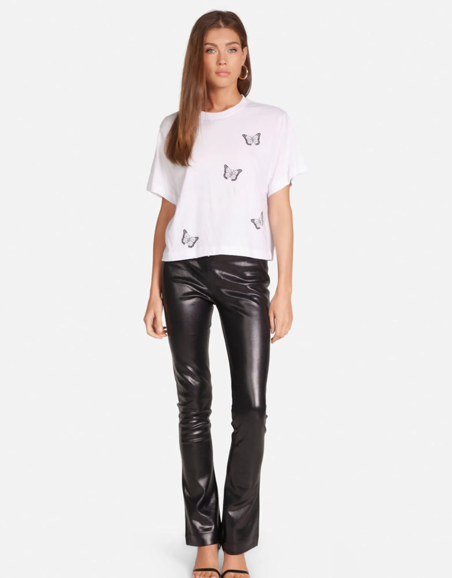 Hot Optimist Butterflies Boxy Crop Top In | Rue By Women Short Sleeve