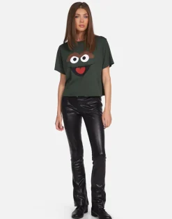Best Sale Oscar The Grouch Boxy Crop Tee In | Rue By Women Short Sleeve