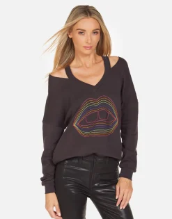 Cheap Patricia Rainbow Lip Outline Women Long Sleeve