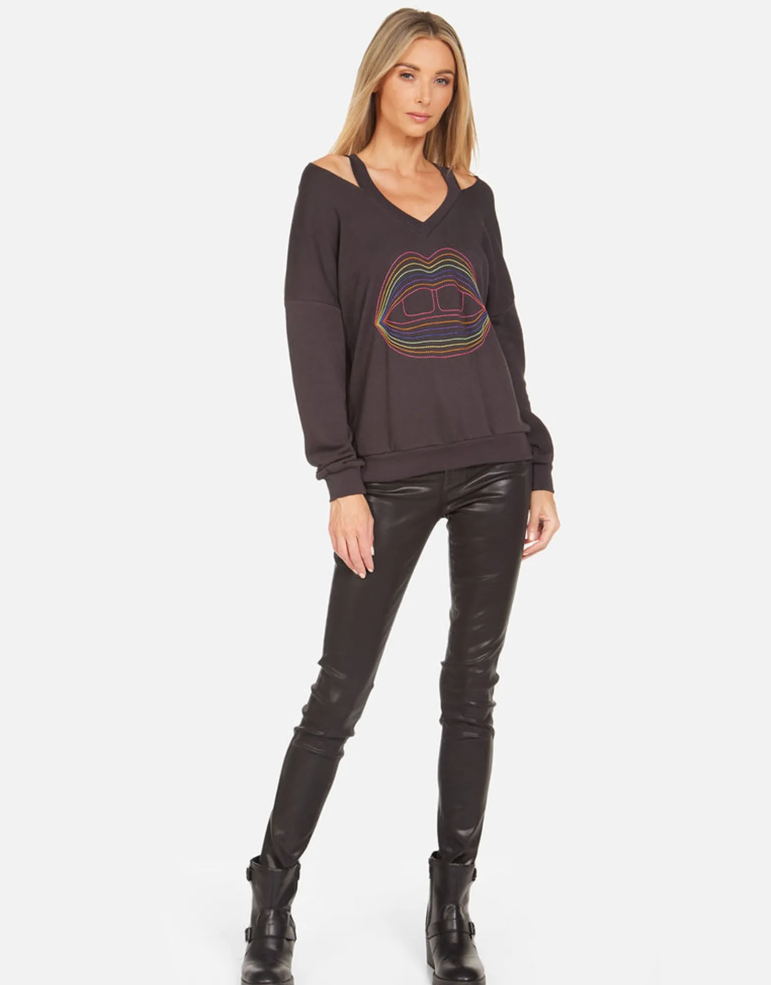 Cheap Patricia Rainbow Lip Outline Women Long Sleeve