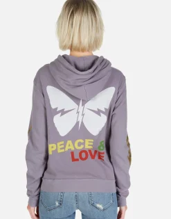 Clearance Peace & Love Butterfly Zip Up Hoodie | Lennox By Women Hoodies