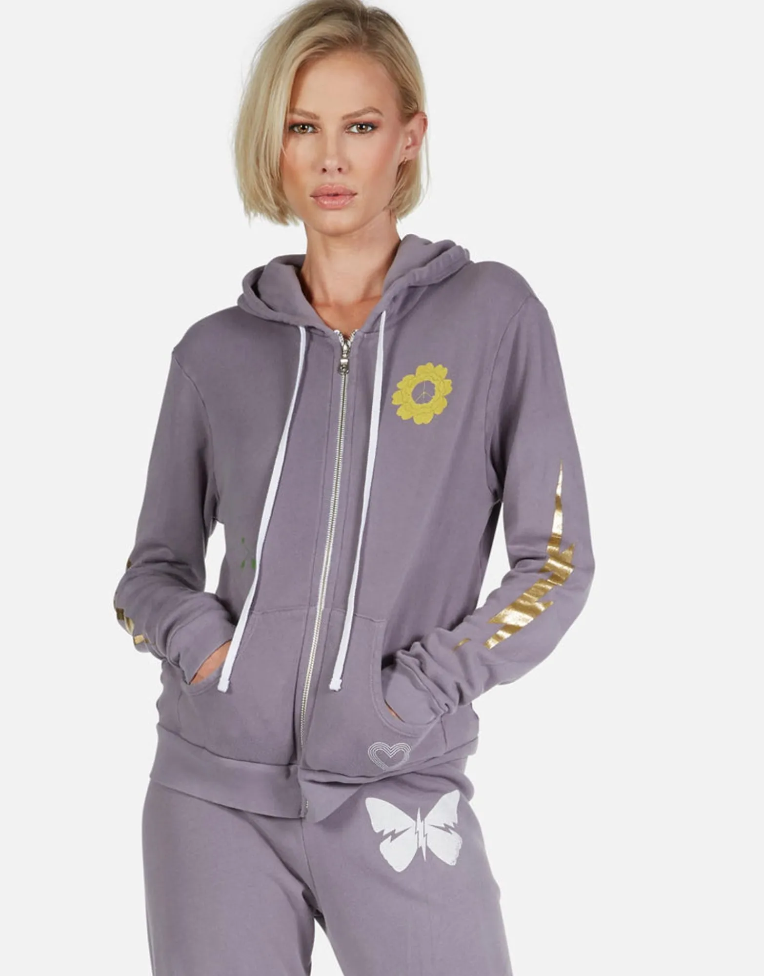 Clearance Peace & Love Butterfly Zip Up Hoodie | Lennox By Women Hoodies
