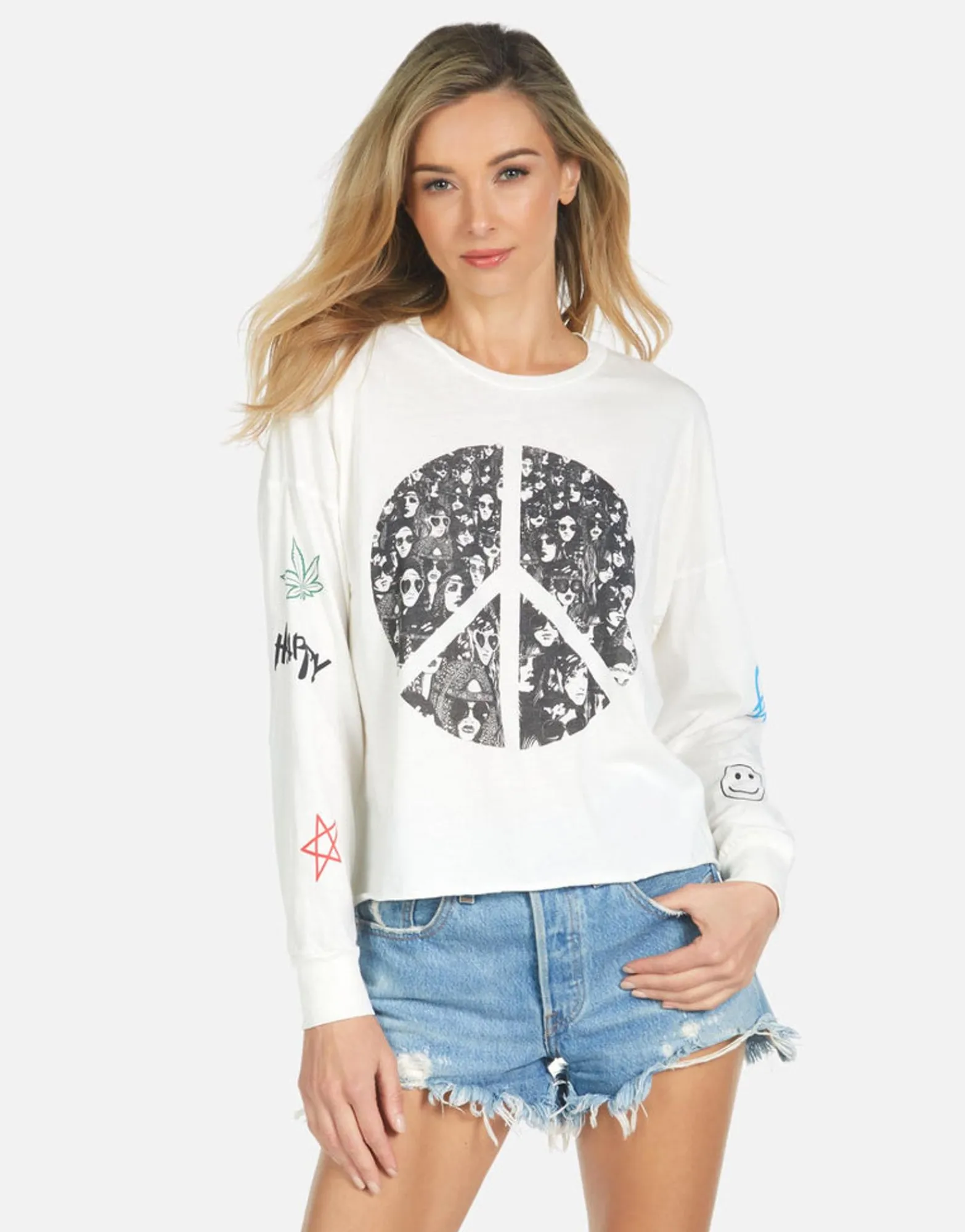 Discount Peace Hippie L/S Crop Tee | Luella By Women Long Sleeve