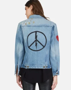 Cheap Peace Lightning Denim Boyfriend Jacket | Spencer By Women Jackets