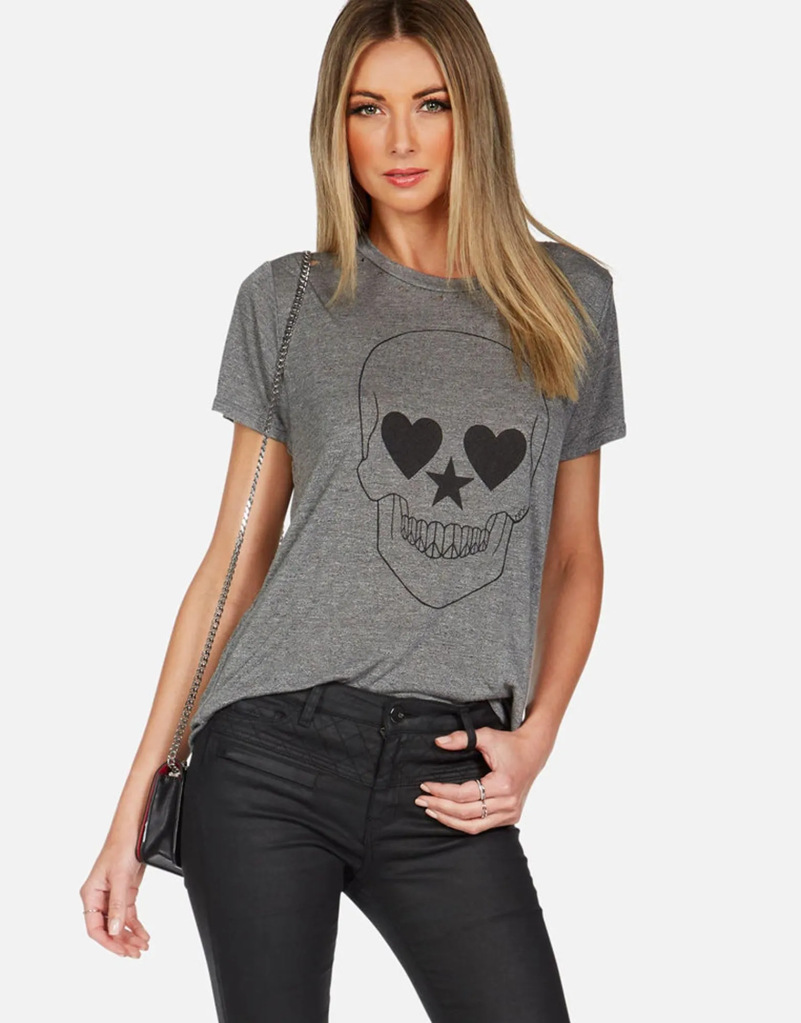 Online Peace Love Skull S/S Vintage Tee W/ Holes | Capri By Women Short Sleeve