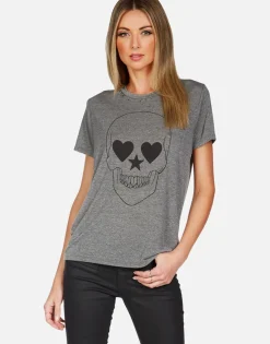 Online Peace Love Skull S/S Vintage Tee W/ Holes | Capri By Women Short Sleeve
