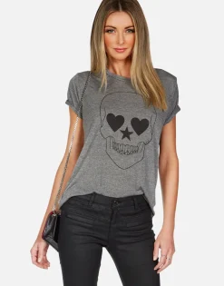 Online Peace Love Skull S/S Vintage Tee W/ Holes | Capri By Women Short Sleeve
