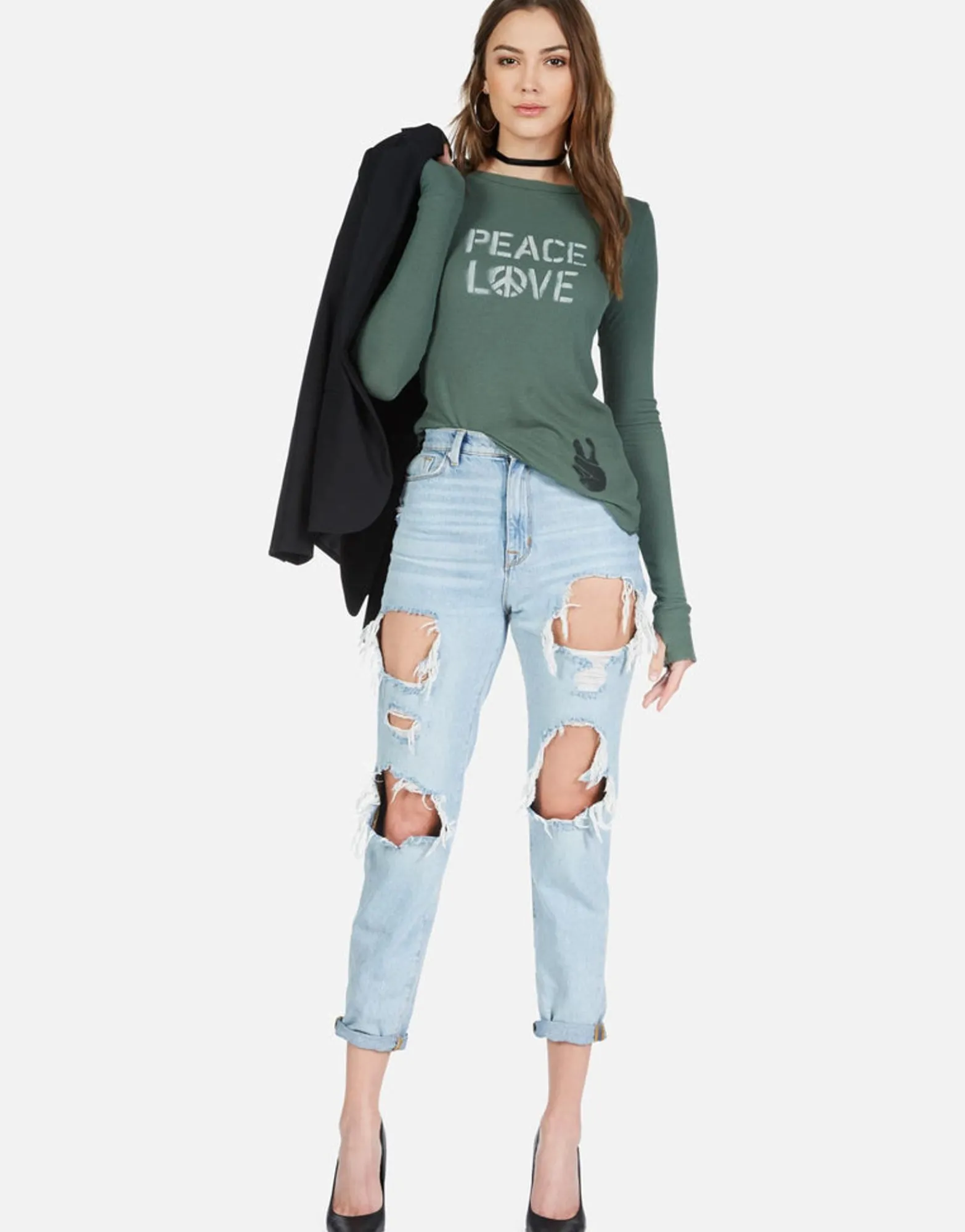 Online Peace Love Spray L/S Fitted Thermal W/ Thumbholes | Mckinley Women Long Sleeve