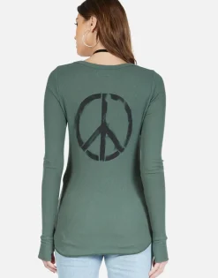 Online Peace Love Spray L/S Fitted Thermal W/ Thumbholes | Mckinley Women Long Sleeve