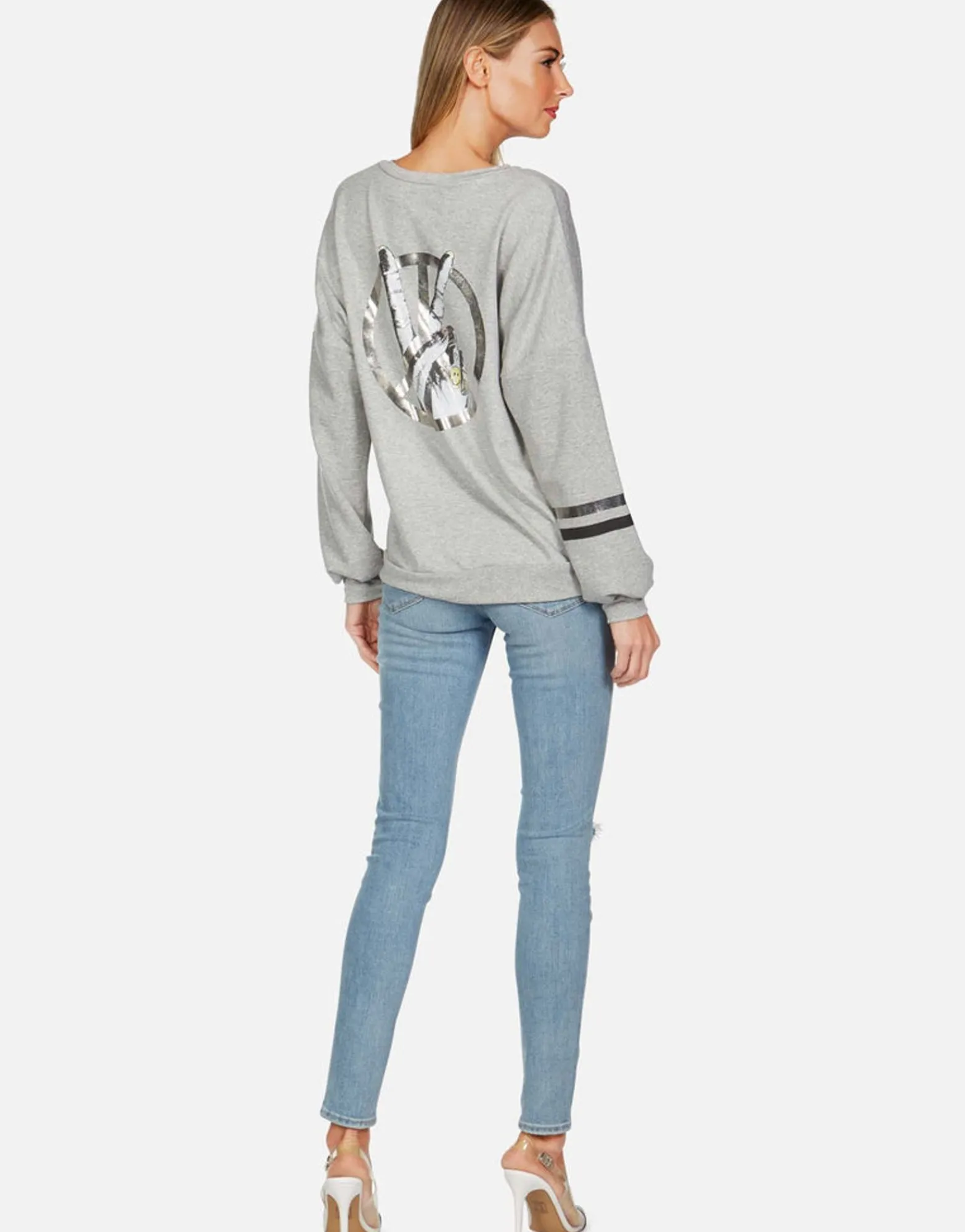 Hot Peace Sign Hand L/S Boyfriend Pullover | Sierra By Women Long Sleeve