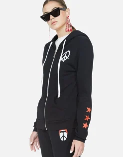 Shop Peace Tongue Combo Zip Up Hoodie | Lennox By Women Hoodies