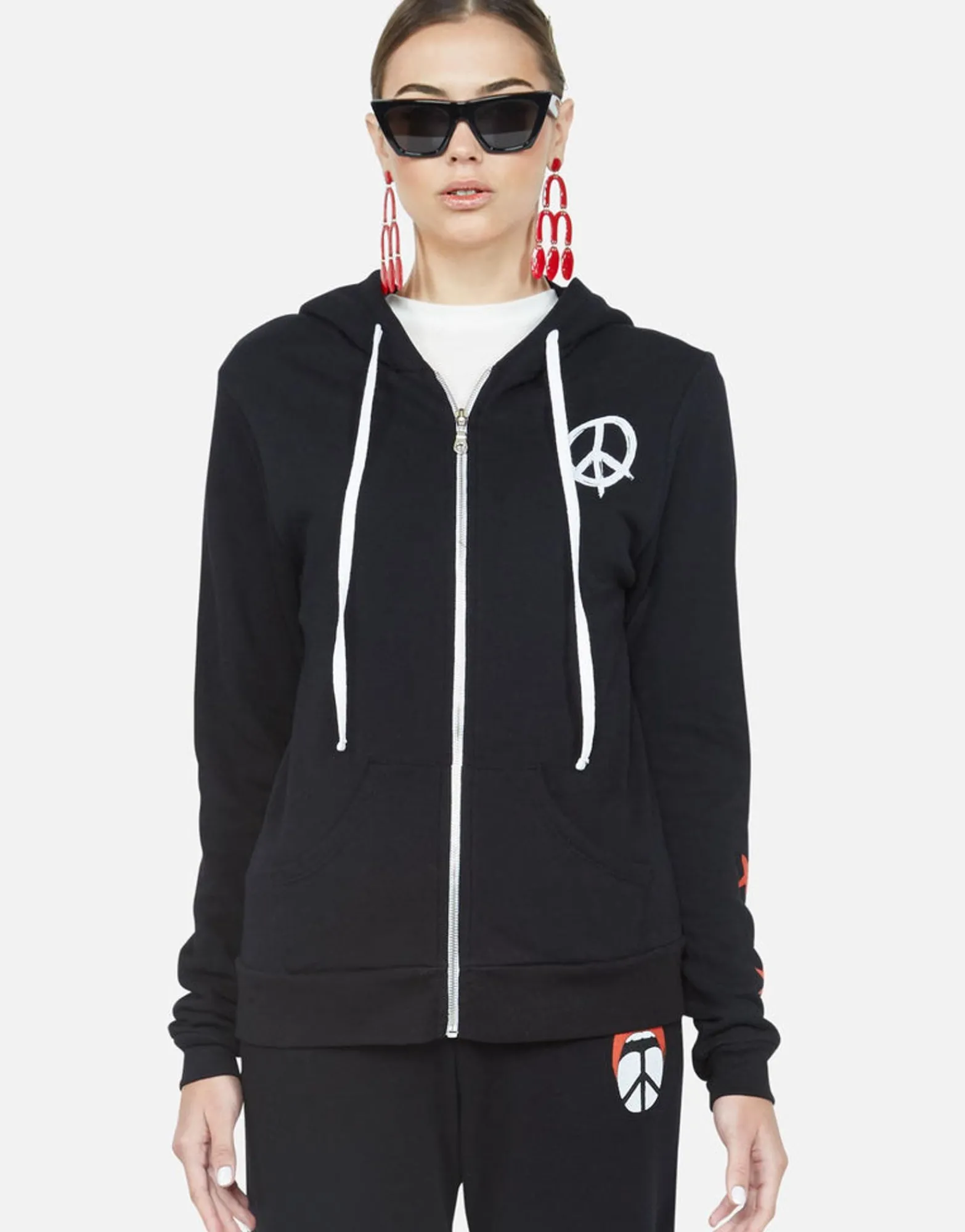 Shop Peace Tongue Combo Zip Up Hoodie | Lennox By Women Hoodies