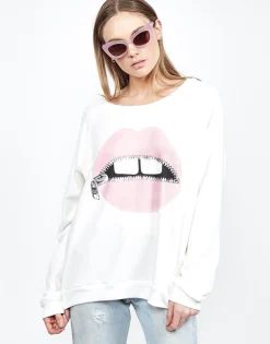 Cheap Pink Foil Zipper Mouth Ls Vintage Pullover | Noleta By Women Long Sleeve