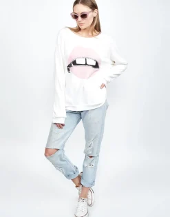 Cheap Pink Foil Zipper Mouth Ls Vintage Pullover | Noleta By Women Long Sleeve