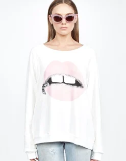 Cheap Pink Foil Zipper Mouth Ls Vintage Pullover | Noleta By Women Long Sleeve