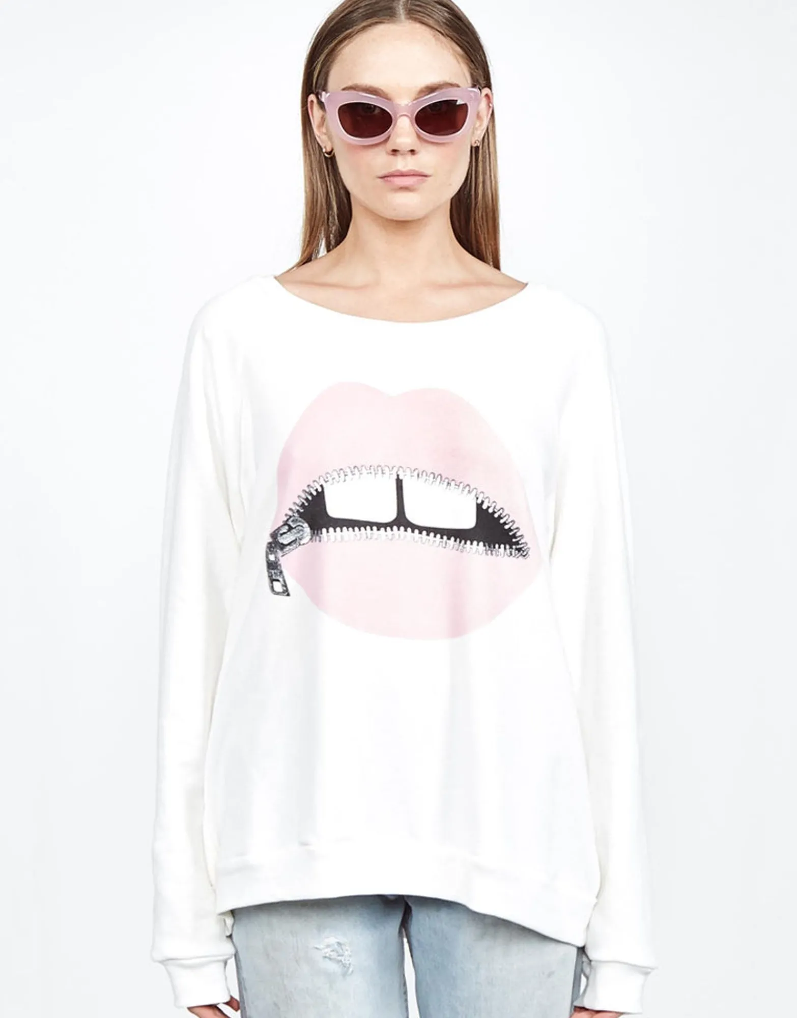 Cheap Pink Foil Zipper Mouth Ls Vintage Pullover | Noleta By Women Long Sleeve