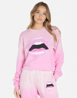 Sale Pink Open Lip Crop Pullover | Spalding By Women Long Sleeve