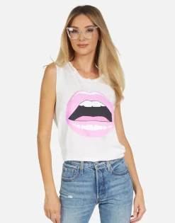 Sale Pink Open Lip Vintage Tank Top In | Kel X By Women Short Sleeve