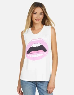 Sale Pink Open Lip Vintage Tank Top In | Kel X By Women Short Sleeve
