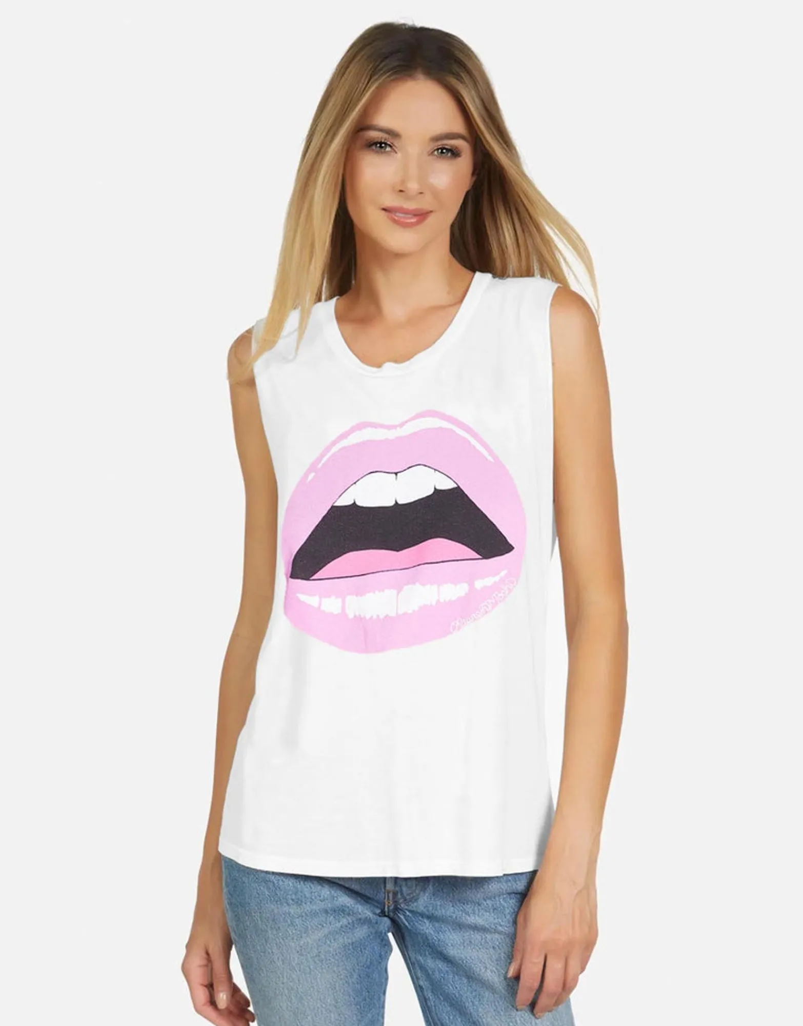 Sale Pink Open Lip Vintage Tank Top In | Kel X By Women Short Sleeve