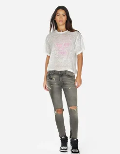 Cheap Pink Peace Love Skull Boyfriend T-Shirt | Linnea By Women Short Sleeve