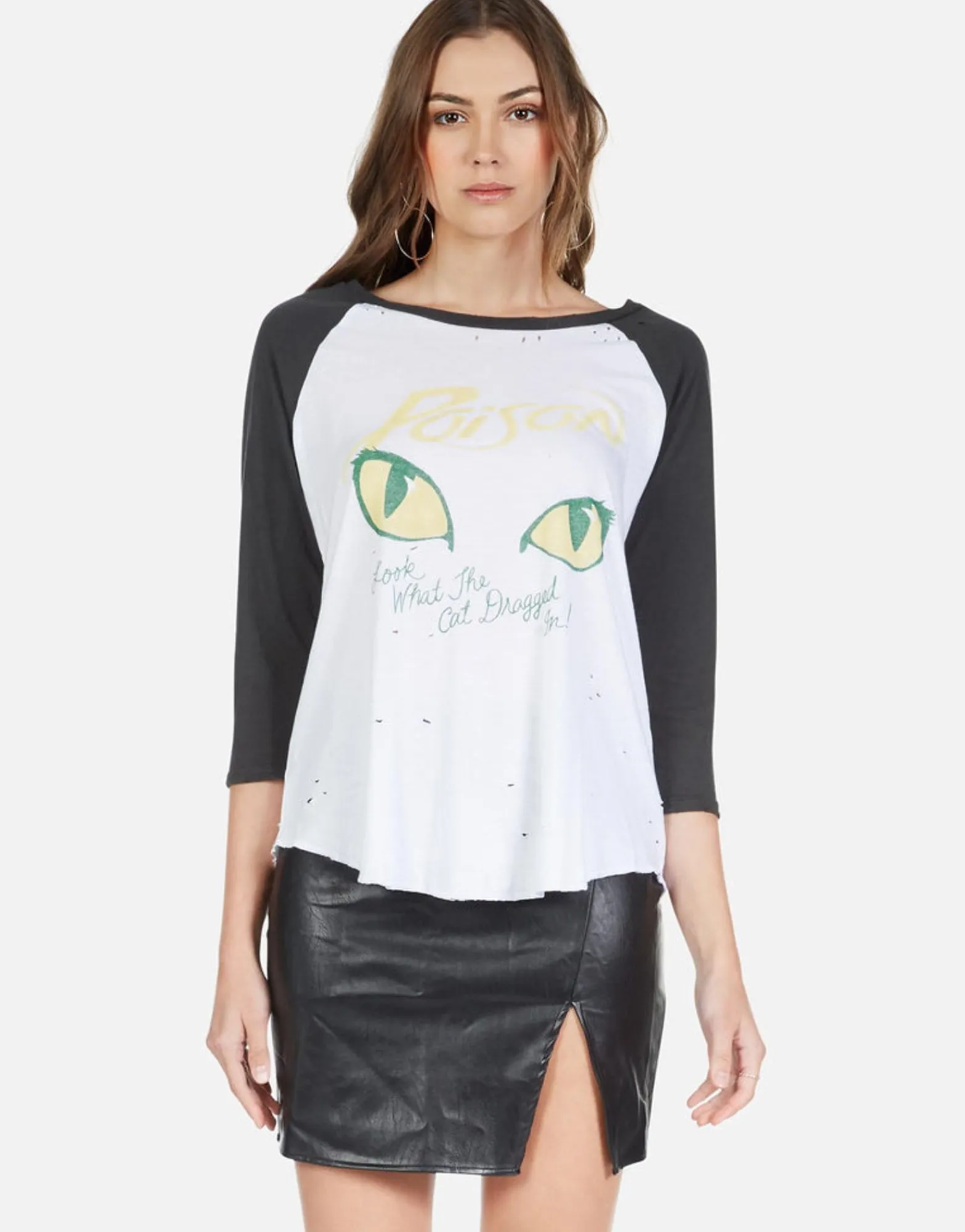 Fashion Poison Cat Dragged In Boyfriend Raglan | Maglan By Women Short Sleeve