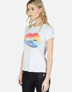 Best Sale Rainbow Biting Lip S/S Cut-Out Tee | Moxie By Women Short Sleeve