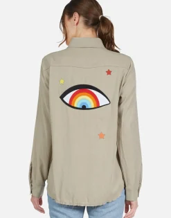 Cheap Rainbow Eye Stars L/S Button Up Denim Shirt | Sloane By Women Long Sleeve