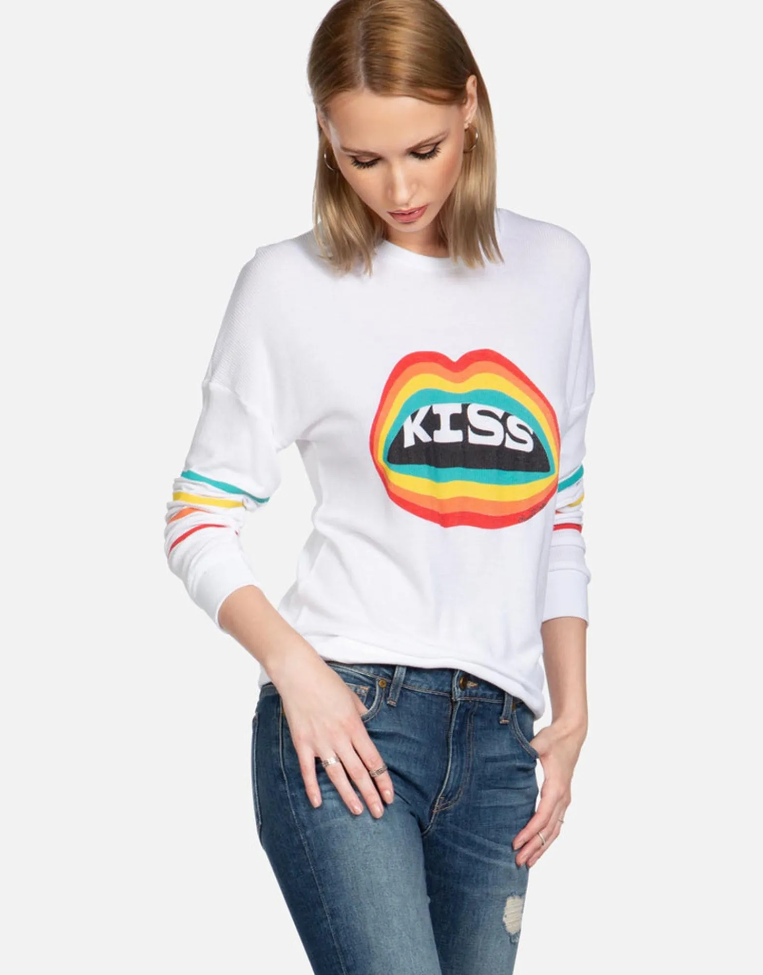 Flash Sale Rainbow Kiss Lip Thermal Pullover | Chrissy By Women Long Sleeve