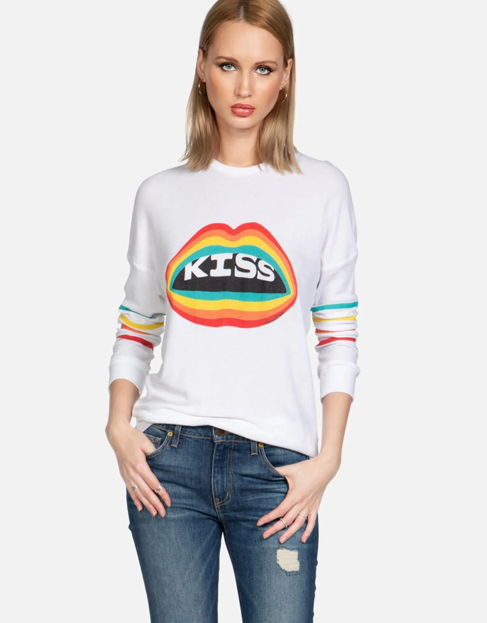 Flash Sale Rainbow Kiss Lip Thermal Pullover | Chrissy By Women Long Sleeve