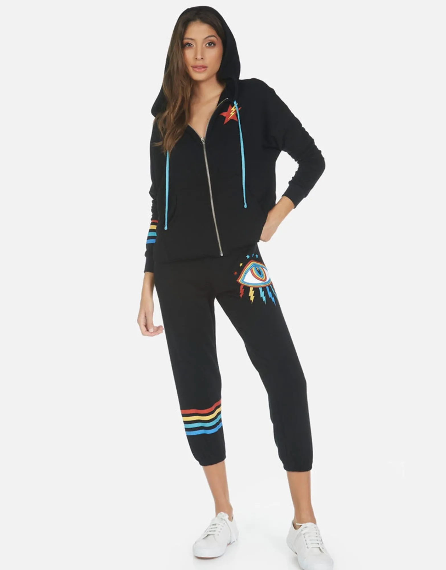 Fashion Rainbow Lighting Eye Women'S Crop Sweatpant | Alana By Women Crop Sweatpants