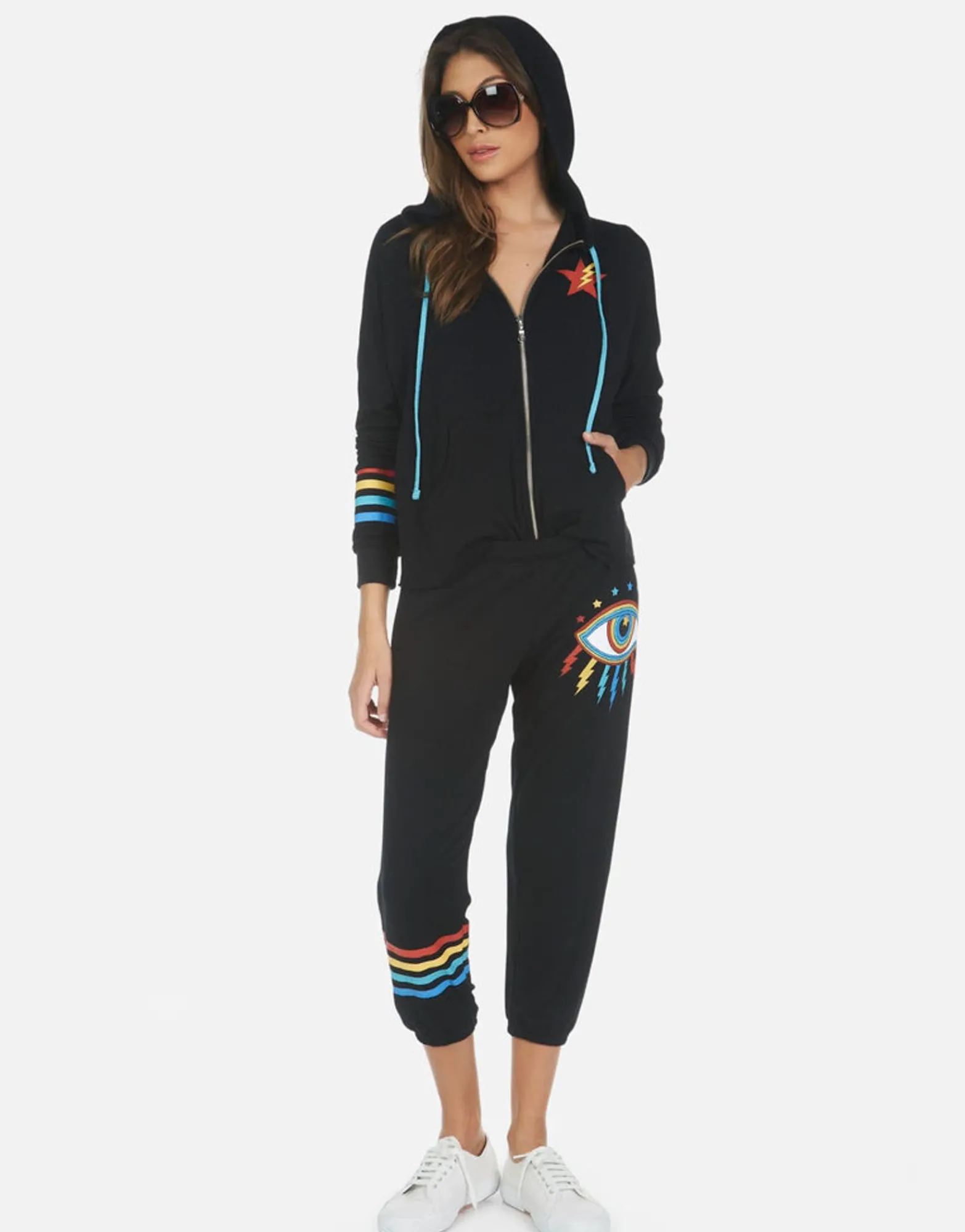 Fashion Rainbow Lighting Eye Women'S Crop Sweatpant | Alana By Women Crop Sweatpants