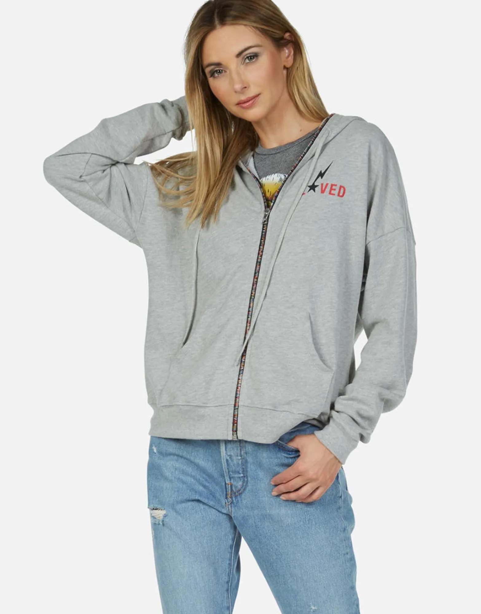 Hot Rainbow Lightning Eagle Zip Up Hoodie | Avalyn By Women Hoodies