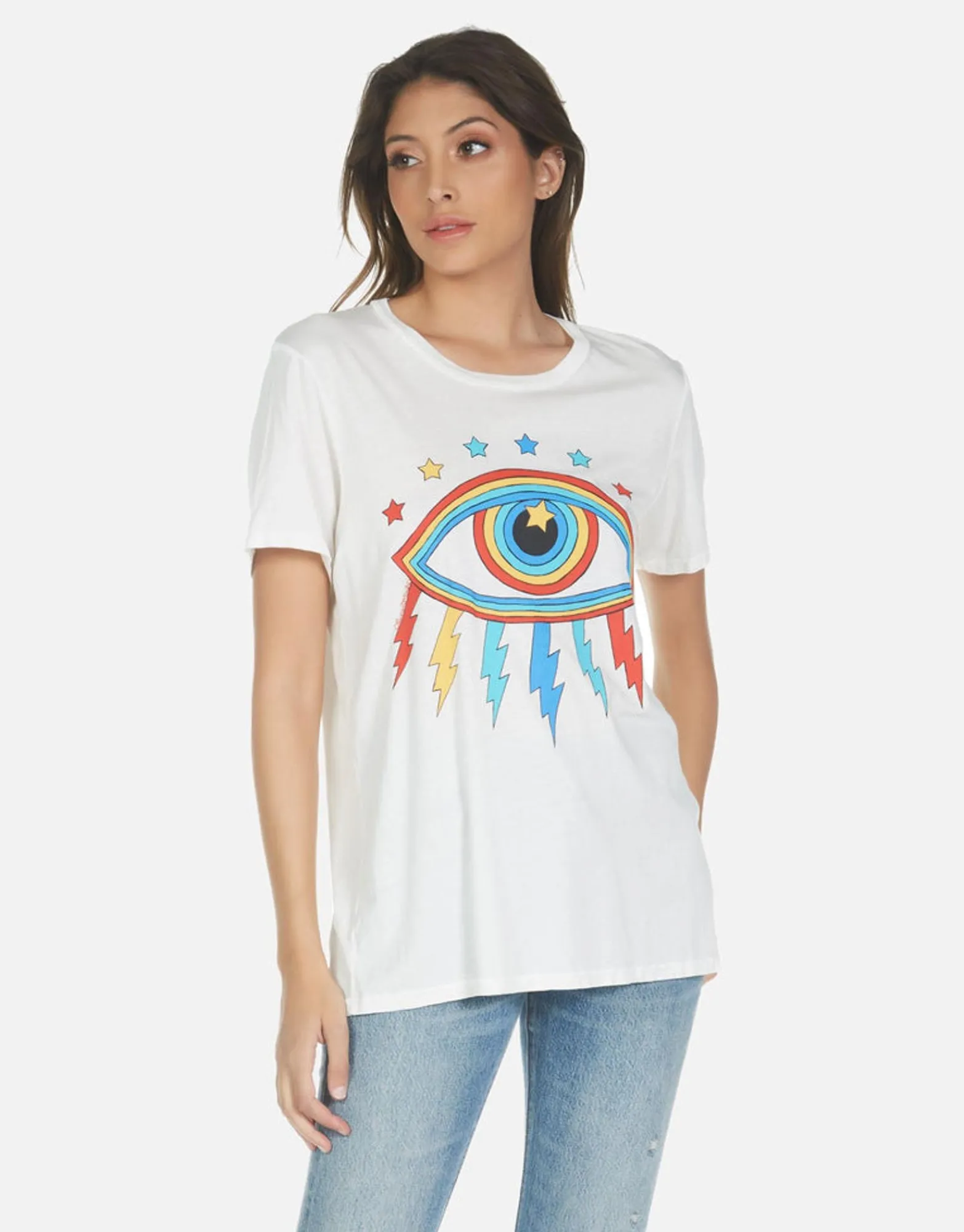 Shop Rainbow Lightning Eye Boyfriend Tee | Wolf By Women Short Sleeve
