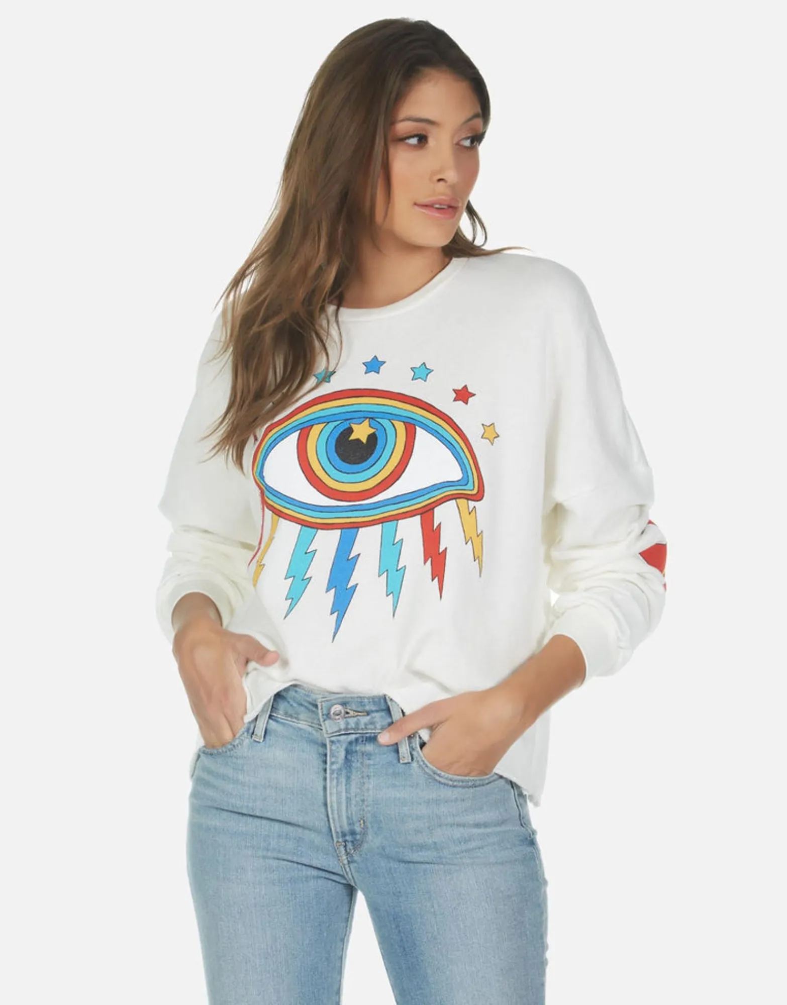 Best Rainbow Lightning Eye Crop Pullover | Lee By Women Long Sleeve