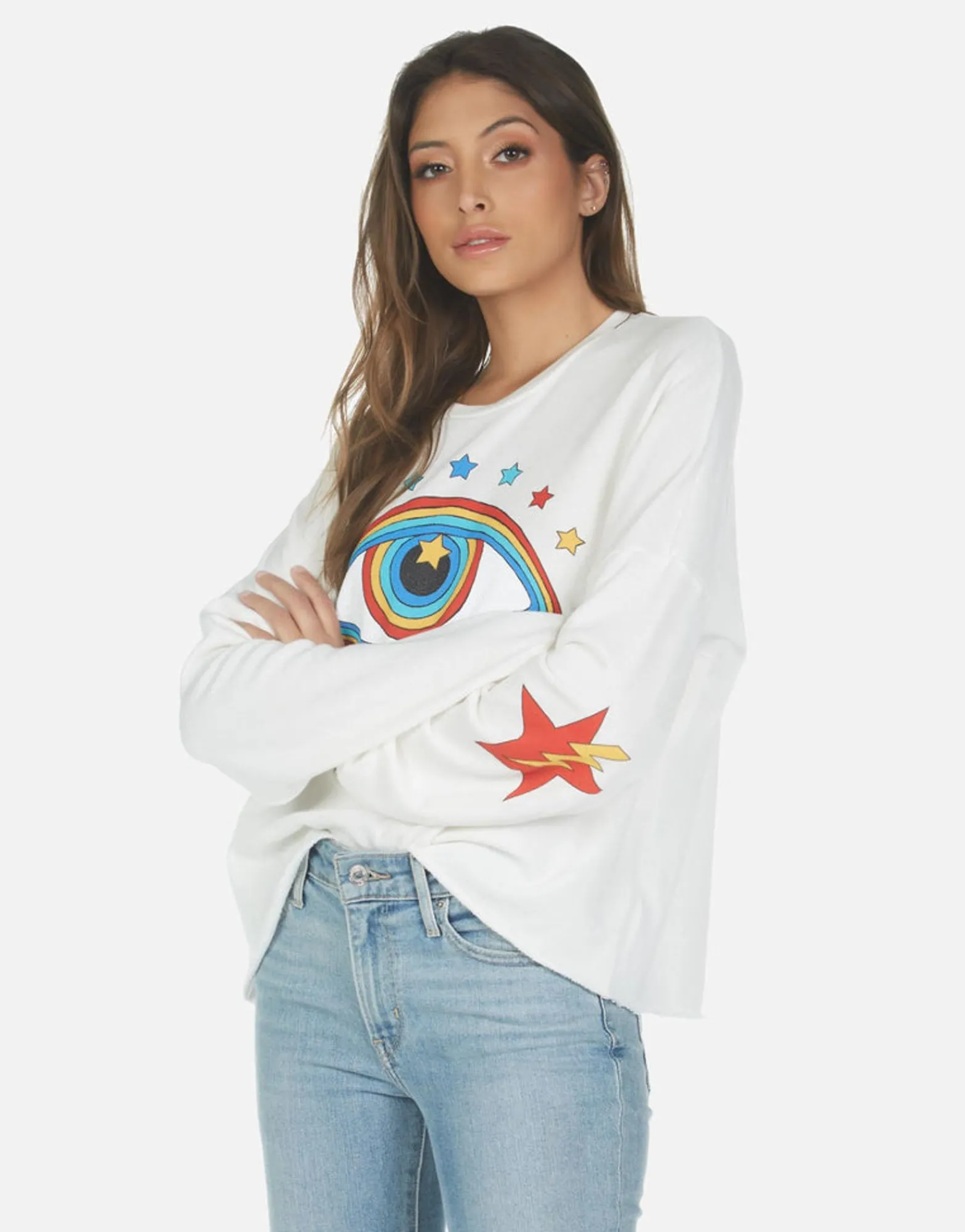 Best Rainbow Lightning Eye Crop Pullover | Lee By Women Long Sleeve