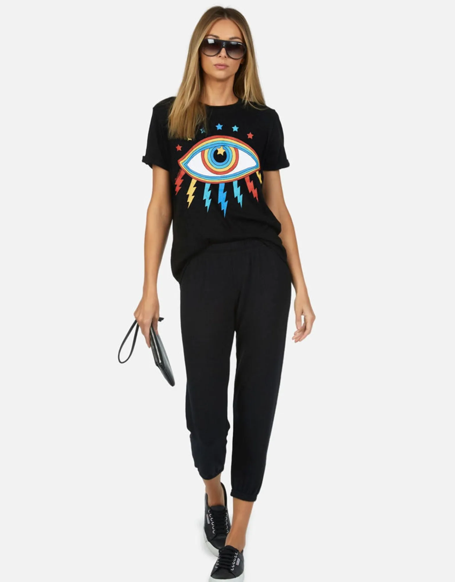Best Rainbow Lightning Eye Cuffed Boyfriend Tee | Edda By Women Short Sleeve