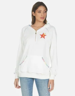 Cheap Rainbow Lightning Eye Half Zip Hoodie | Dezi By Women Hoodies