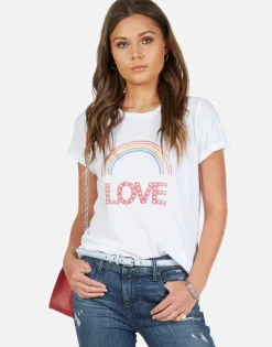 Fashion Rainbow Love Vintage Roll Up Sleeve Tee | Edda By Women Short Sleeve