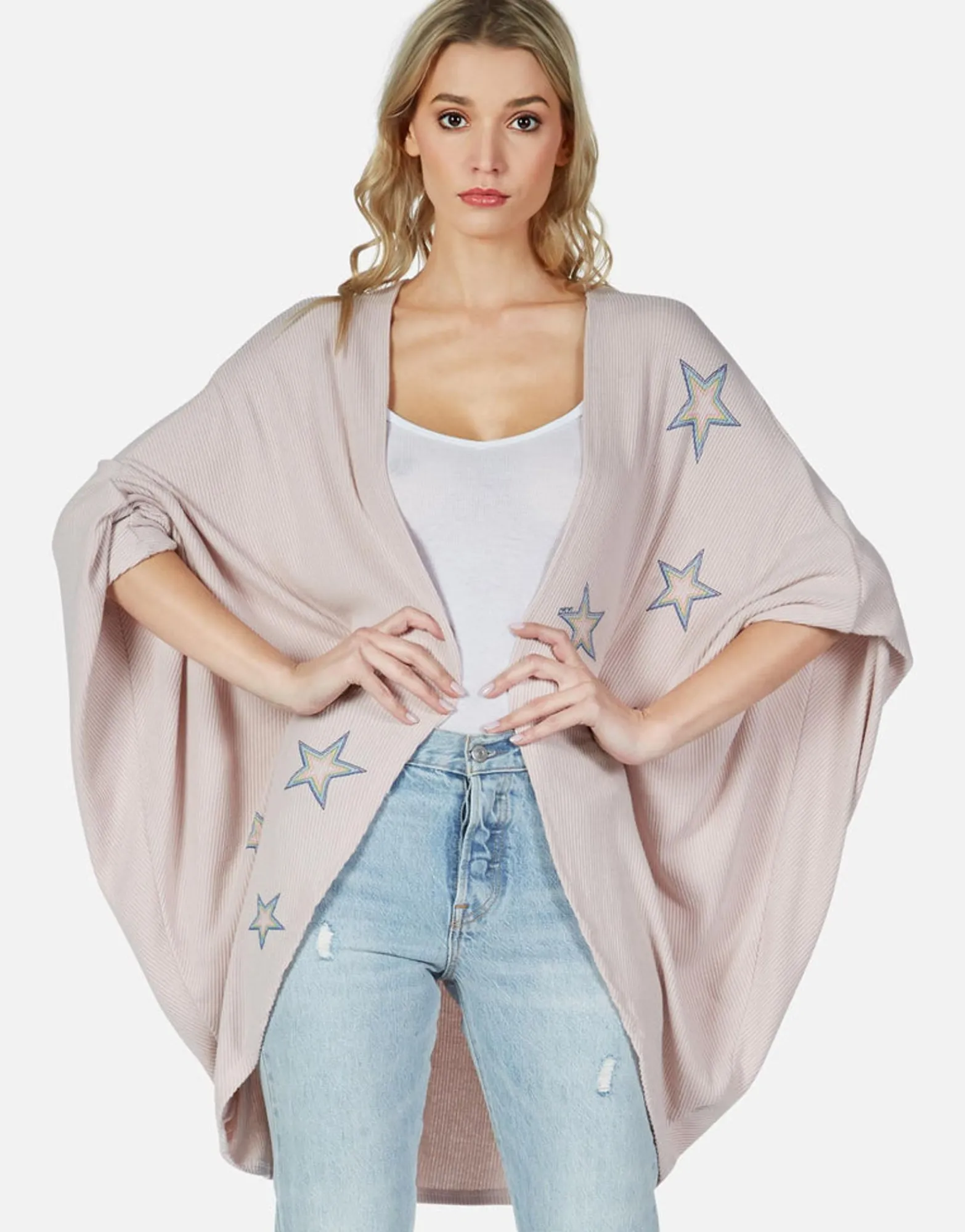 Clearance Rainbow Outline Stars Cardigan Wrap | Isla By Women Sweaters & Knits
