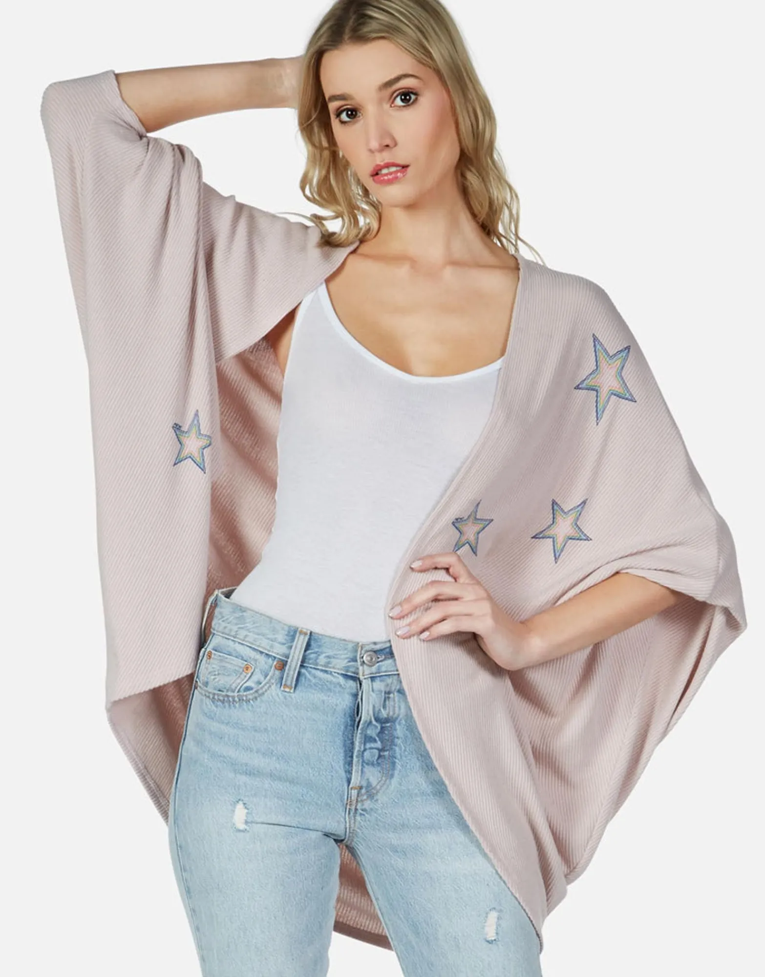 Clearance Rainbow Outline Stars Cardigan Wrap | Isla By Women Sweaters & Knits