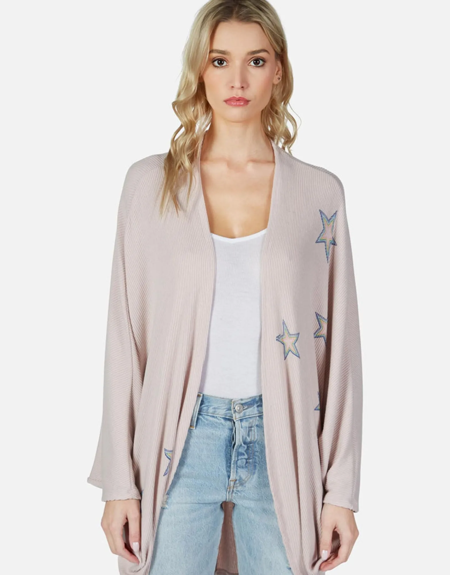 Clearance Rainbow Outline Stars Cardigan Wrap | Isla By Women Sweaters & Knits