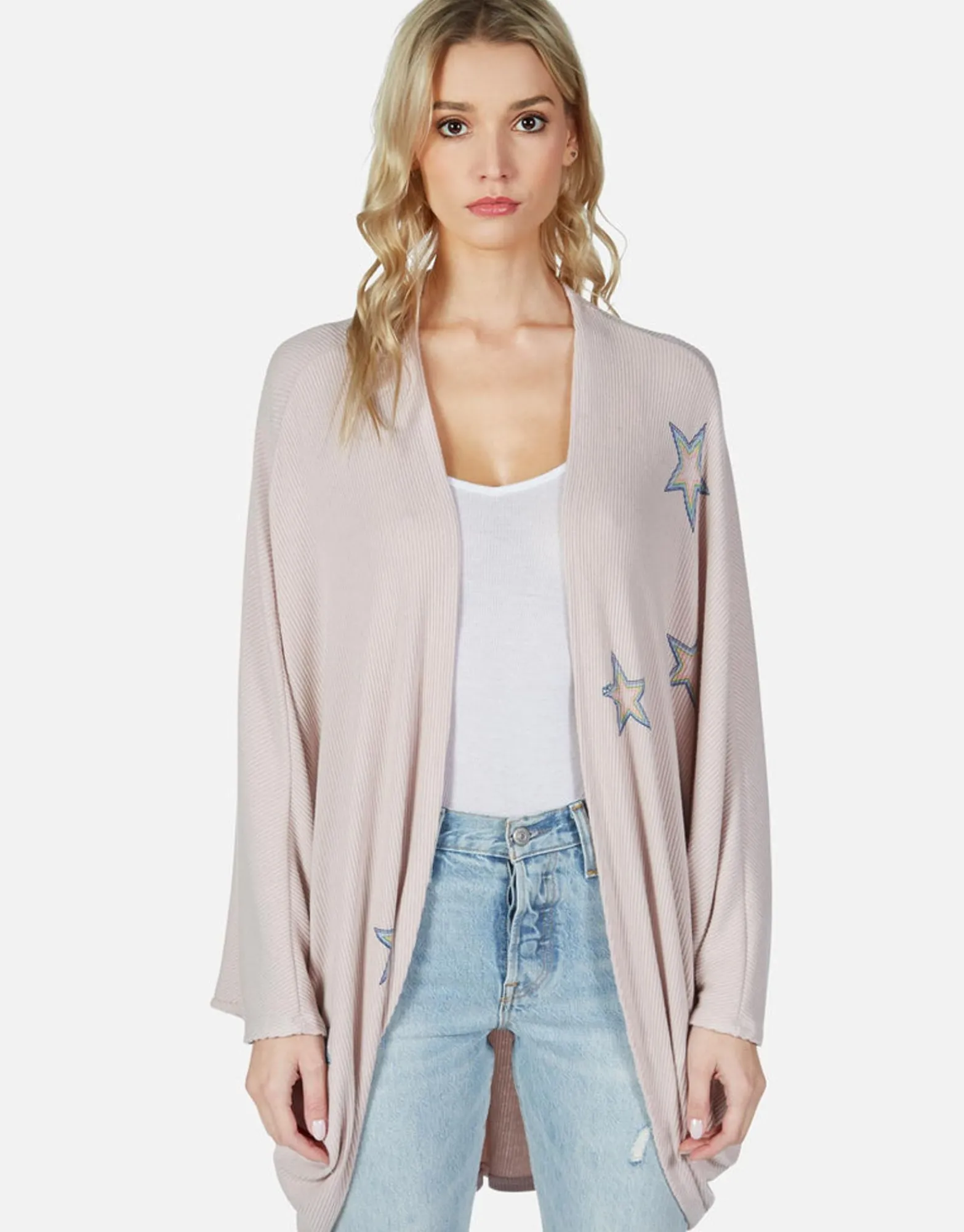 Clearance Rainbow Outline Stars Cardigan Wrap | Isla By Women Sweaters & Knits