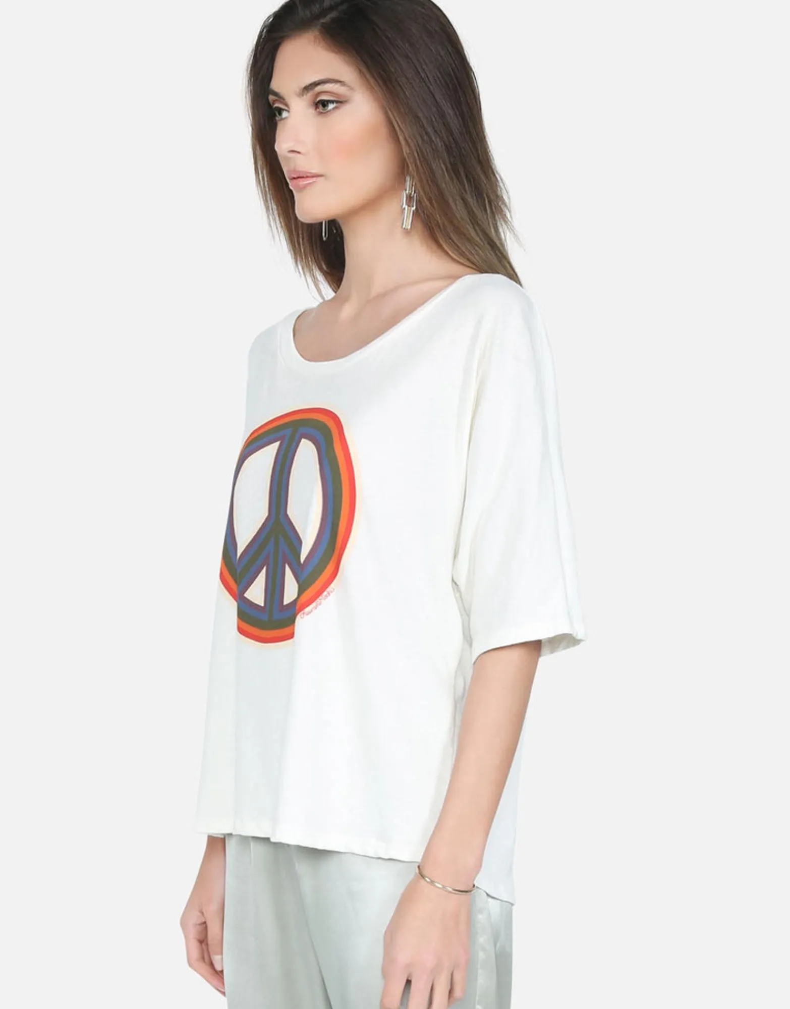 Hot Rainbow Peace Crop Tee In | Barbie By Women Short Sleeve
