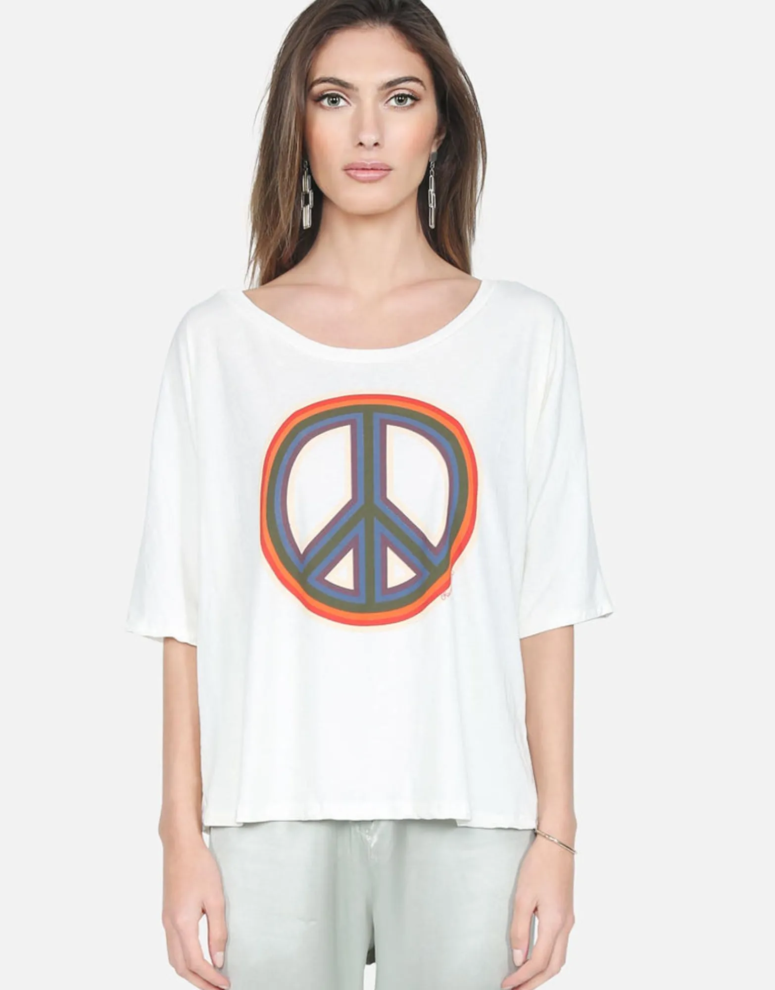 Hot Rainbow Peace Crop Tee In | Barbie By Women Short Sleeve
