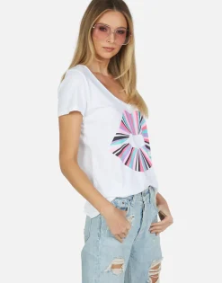 Sale Rainbow Ray Lip Ss V-Neck Tee | Cruz By Women Short Sleeve
