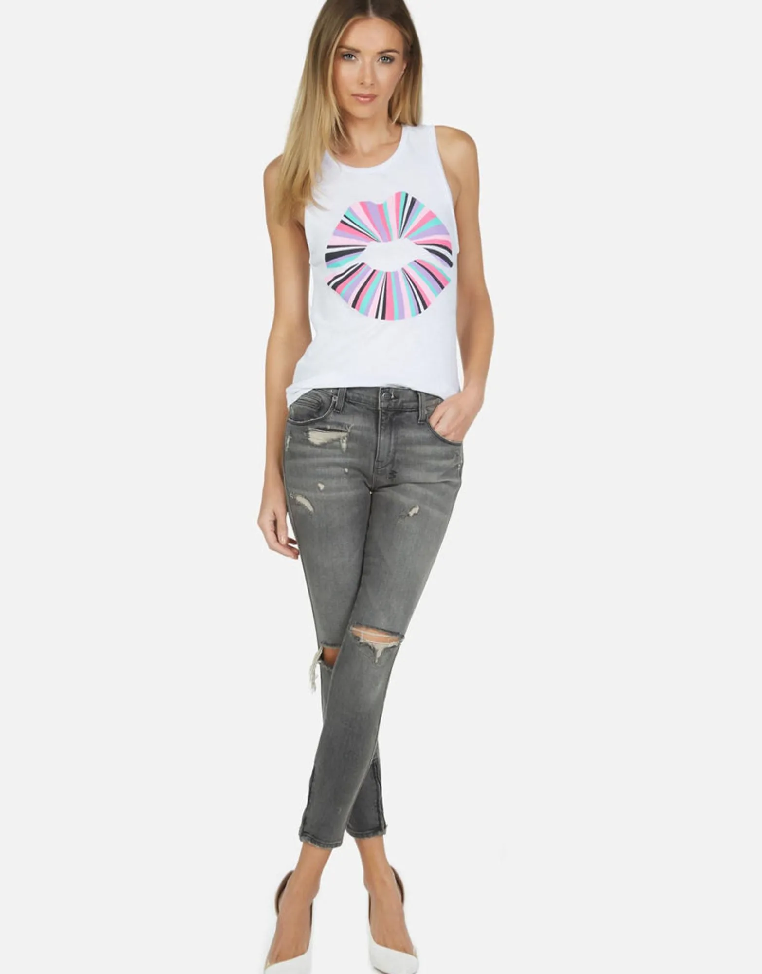 Cheap Rainbow Ray Lip Tank Tee | Ashlin By Luaren Moshi Women Tanks