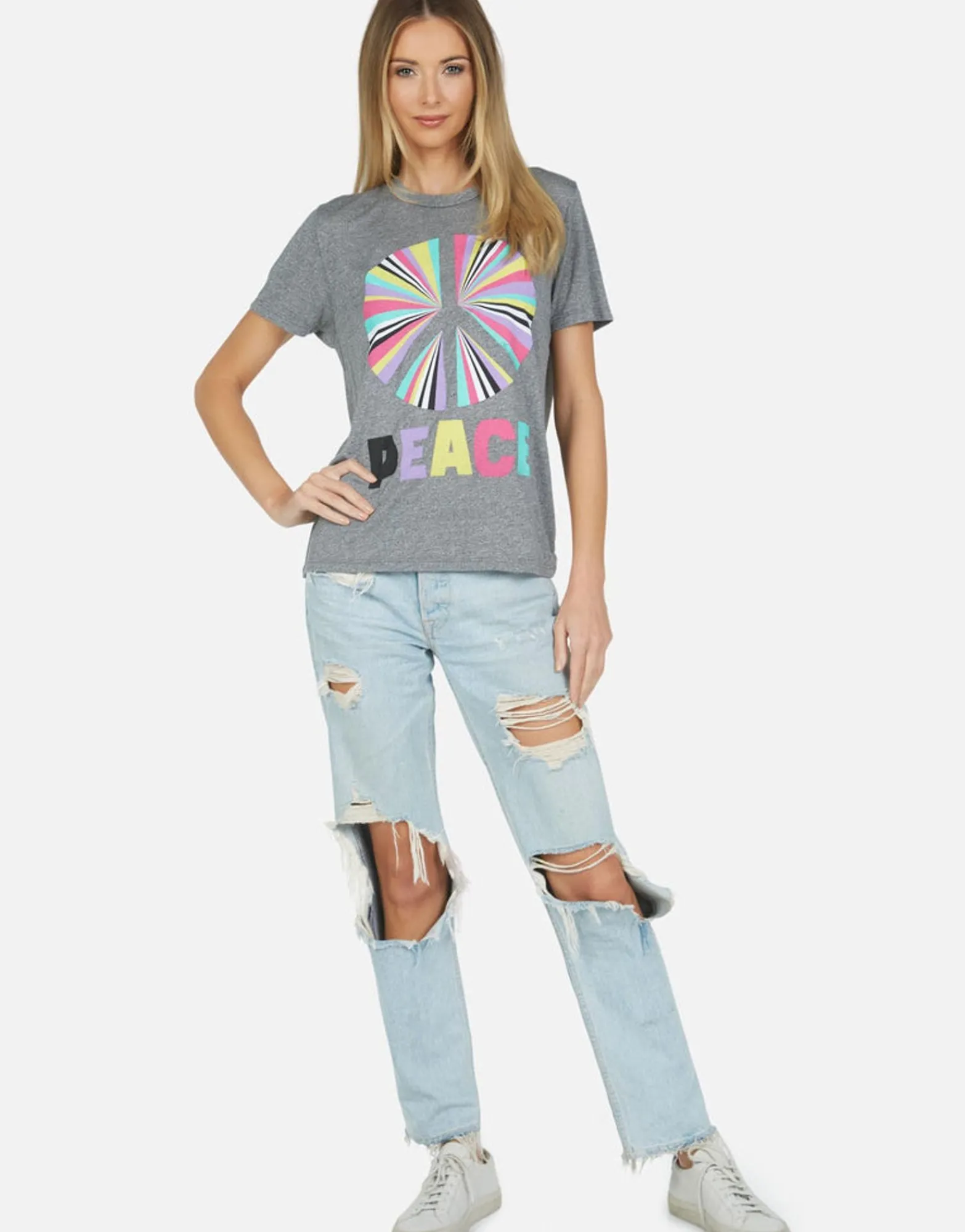 Clearance Rainbow Ray Peace Ss Tee | Capri By Women Short Sleeve