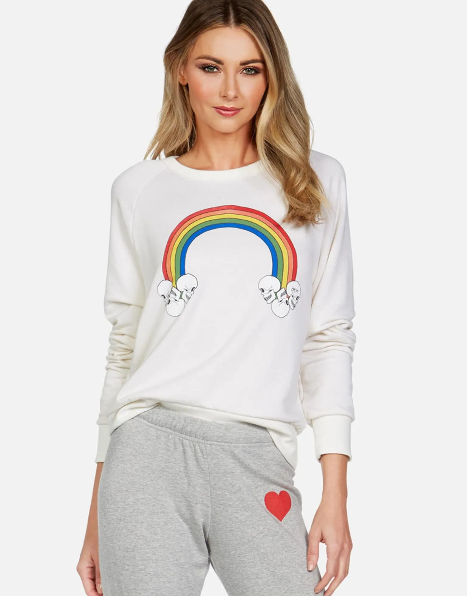 Clearance Rainbow Skull Cloud L/S Raglan Pullover | Monica By Women Long Sleeve