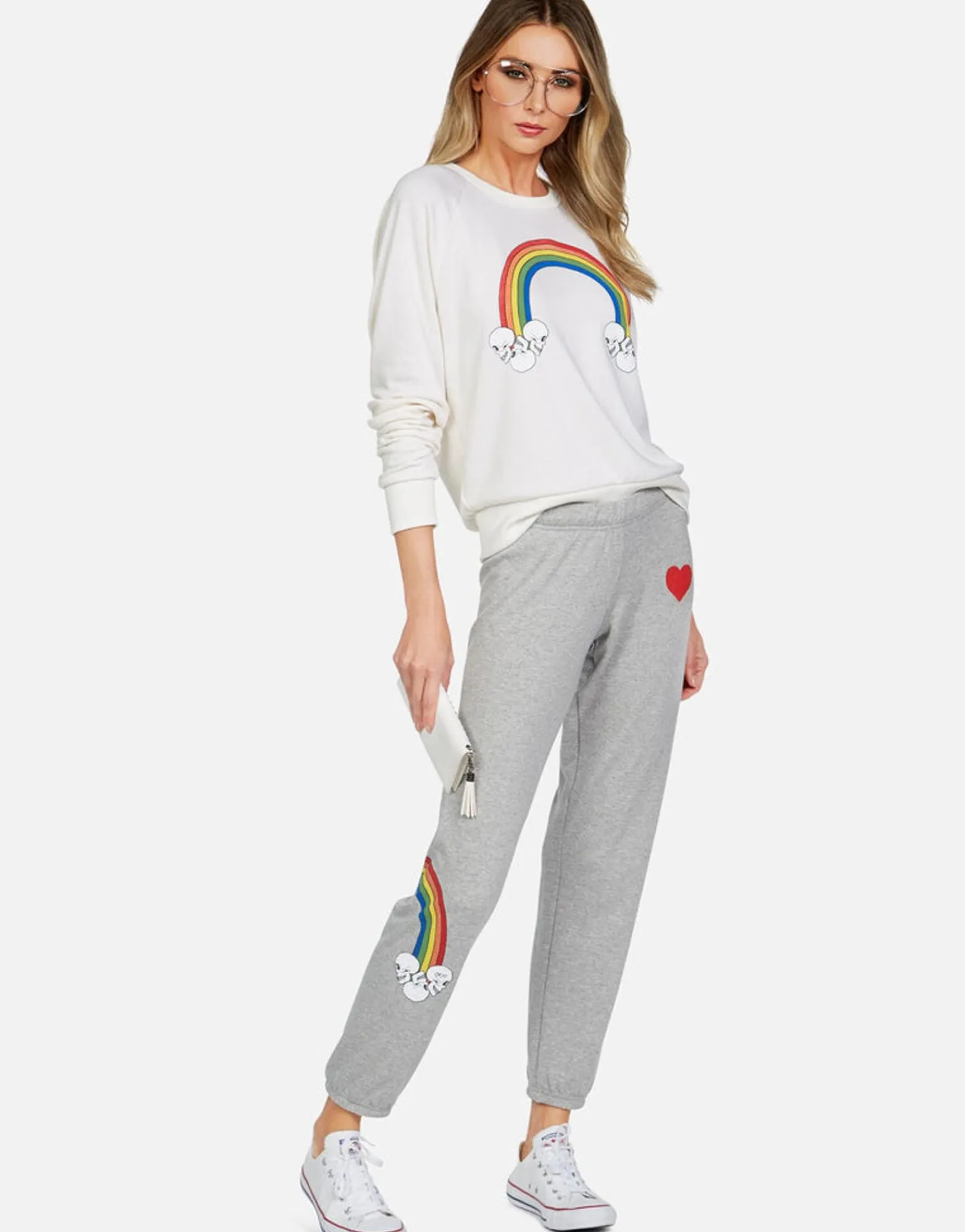 Clearance Rainbow Skull Cloud L/S Raglan Pullover | Monica By Women Long Sleeve